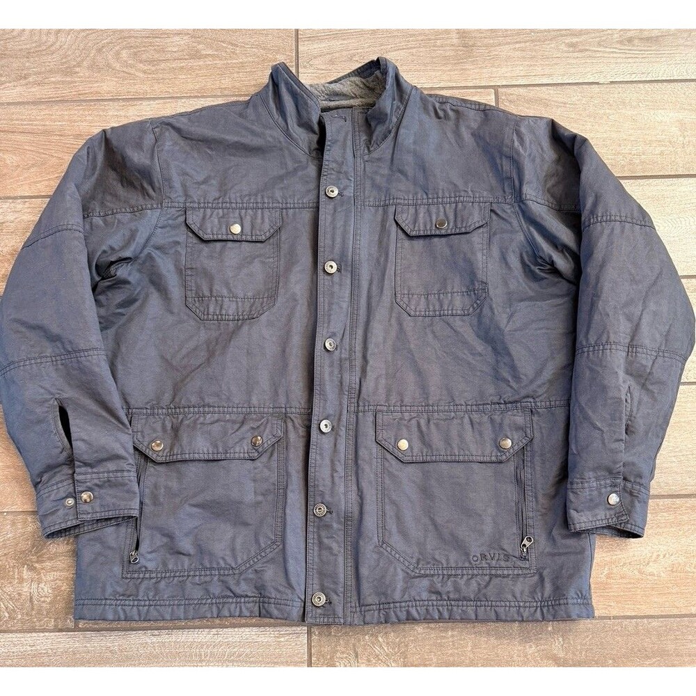Orvis Field Jacket Coat Charcoal Gray Quilted Insulated Mens Sz 2XL XXL